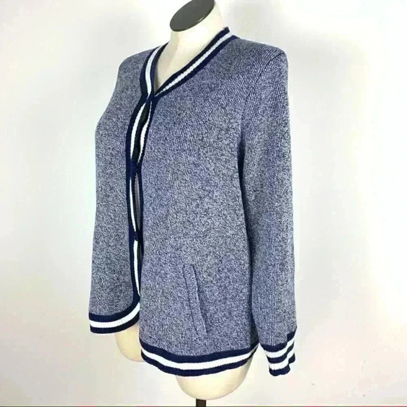 C Wonder Womens sweater size 1X blue white button down grandpa cardigan - Picture 5 of 9